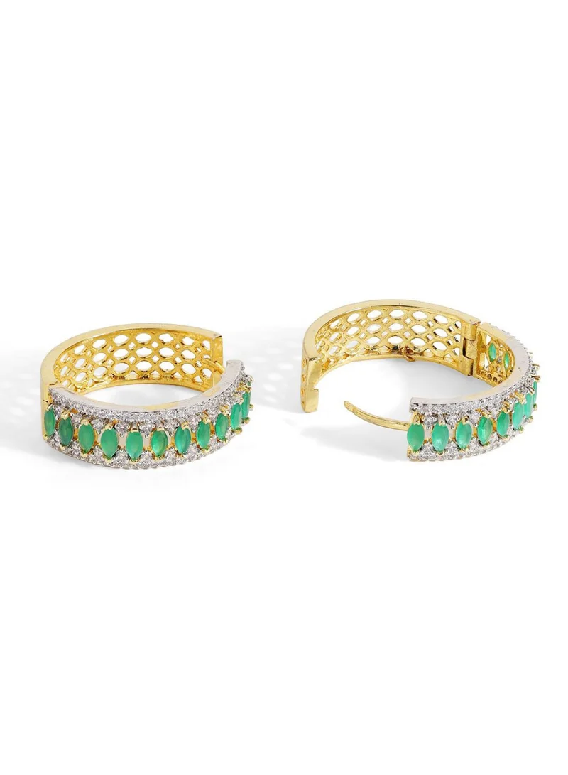 Priyaasi Stone Studded Circular Hoop Earrings