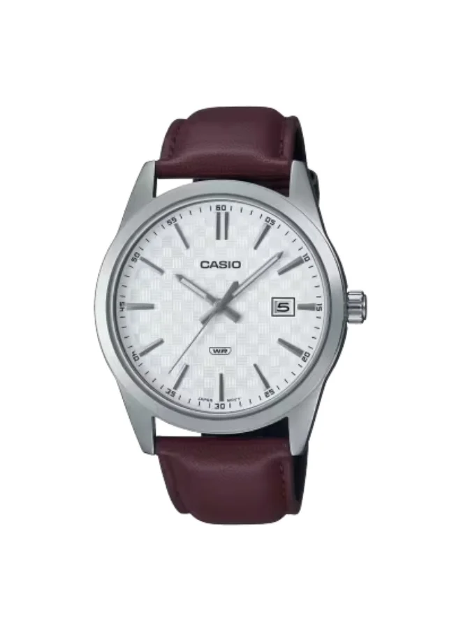 CASIO Men's Leather Analog Watch MTP-VD03L-5AUDF - 41 mm