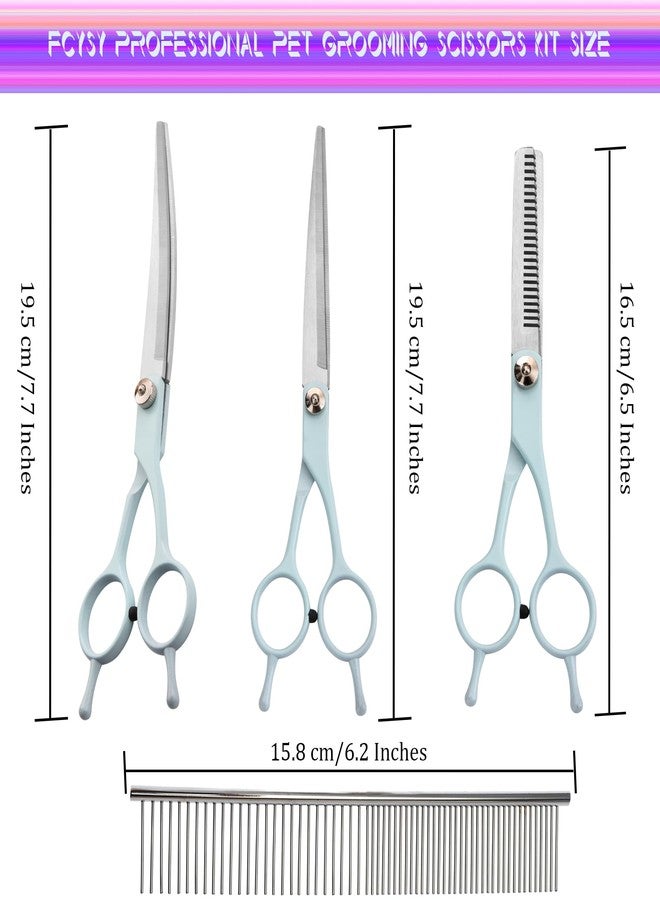 Fcysy Grooming Scissors for Dogs at Home, Fcysy Professional Pet Grooming Kit Tijeras Para Cortar Pelo De Perros, Cat Grooming Scissors Curved Blending Shears Set for Pet Dog Cat Puppy - Image 2