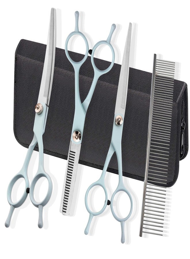 Fcysy Grooming Scissors for Dogs at Home, Fcysy Professional Pet Grooming Kit Tijeras Para Cortar Pelo De Perros, Cat Grooming Scissors Curved Blending Shears Set for Pet Dog Cat Puppy - Image 1