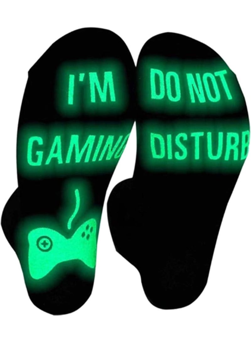 SOLARAE Gaming Sock, Do Not Disturb I'm Gaming,Gaming Socks for Teen Boys Gamer with Glowing, Novelty Socks for Men Dad Father - Image 1