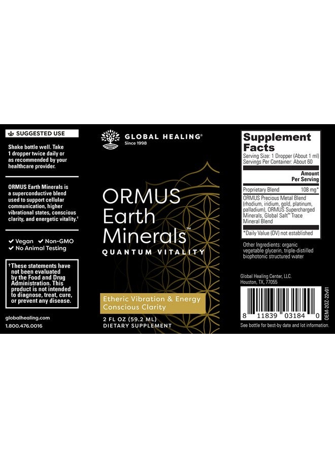 Global Healing Center ORMUS Earth Minerals - Liquid Gold, Platinum, Iridium Blend for Lucid Dreaming, Quantum Vitality and Mindful Meditation - More Bioavailable Than Monoatomic Gold - 2 Fl Oz - Image 2