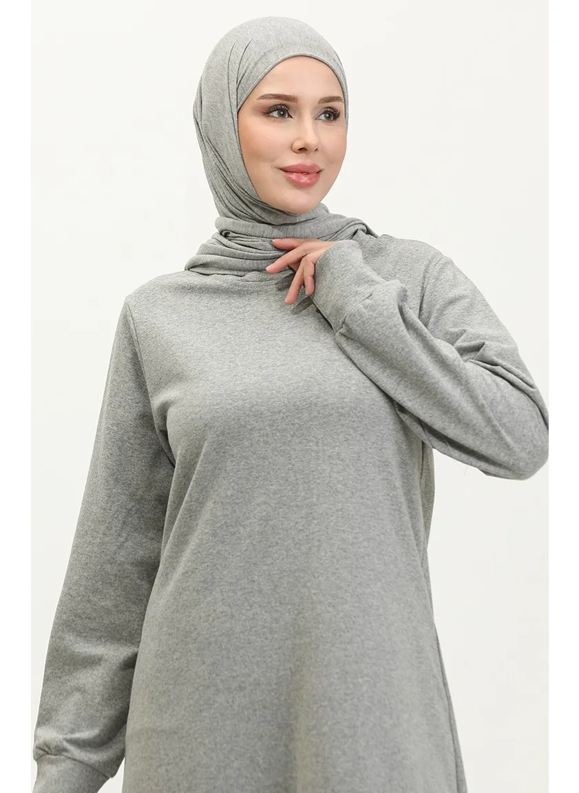 Sefa Merve Double Thread Slit Sports Tunic Trousers Double Suit 0293-01 Gray