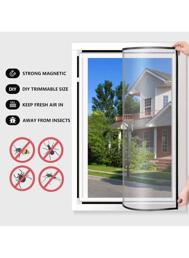 INSIJAM Magnetic Window Screen Anti Mosquito Screen Mesh for House Window Protector Insect Bug Mosquito Net Fine Mesh Screen Curtain DIY Screen Window with Full Frame Magnetic Strip - 100x100cm - Image 2