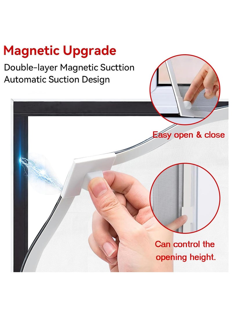 INSIJAM Magnetic Window Screen Anti Mosquito Screen Mesh for House Window Protector Insect Bug Mosquito Net Fine Mesh Screen Curtain DIY Screen Window with Full Frame Magnetic Strip - 100x100cm - Image 3