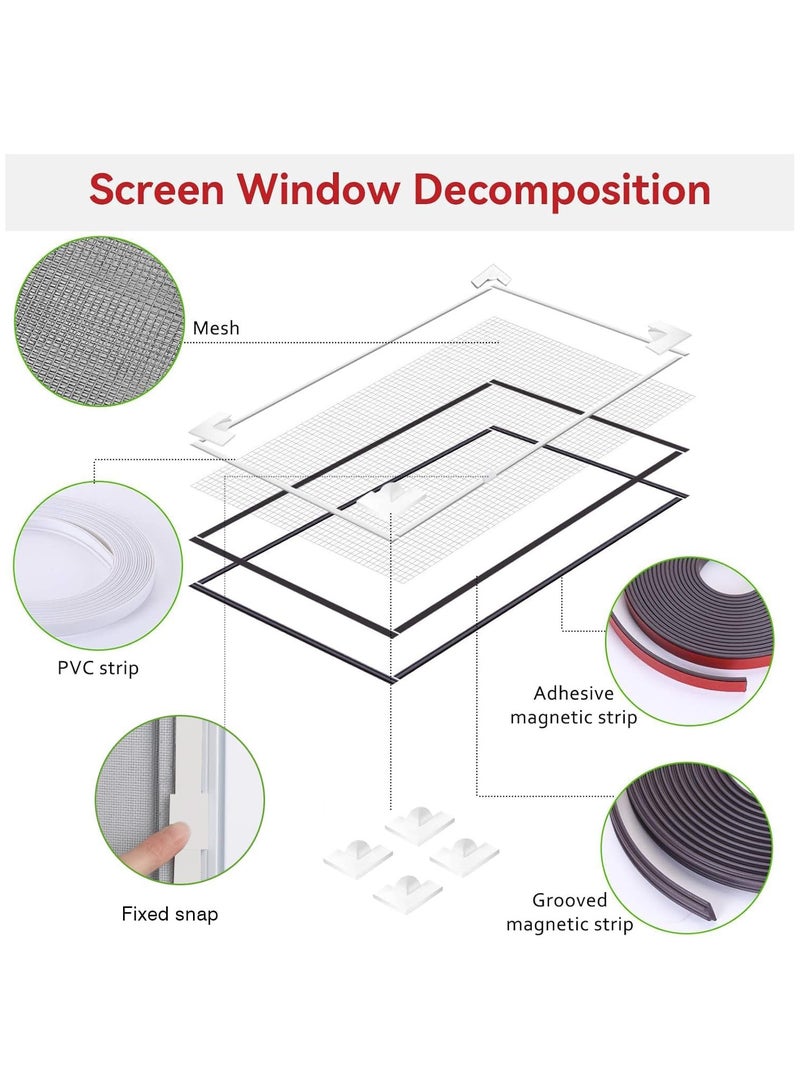 INSIJAM Magnetic Window Screen Anti Mosquito Screen Mesh for House Window Protector Insect Bug Mosquito Net Fine Mesh Screen Curtain DIY Screen Window with Full Frame Magnetic Strip - 100x100cm - Image 5