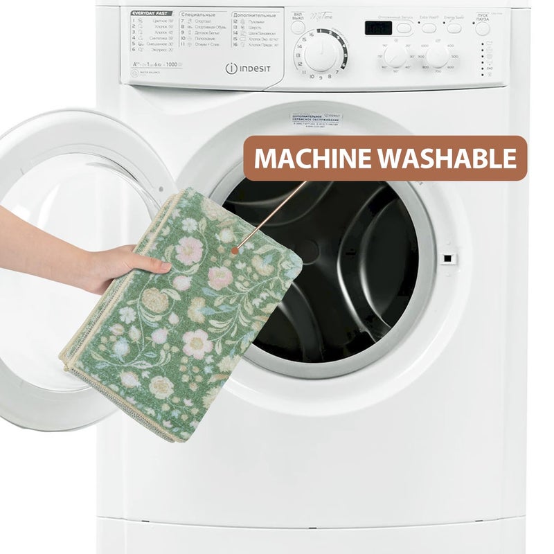 Uphome Green Bathroom Rug Distressed Boho Bathroom Mat Soft Plush Machine Washable Bath Mat Non-Slip Vintage Floral Small Bath Rug for Sink Tub Toilet, 18x26 inch - Image 5