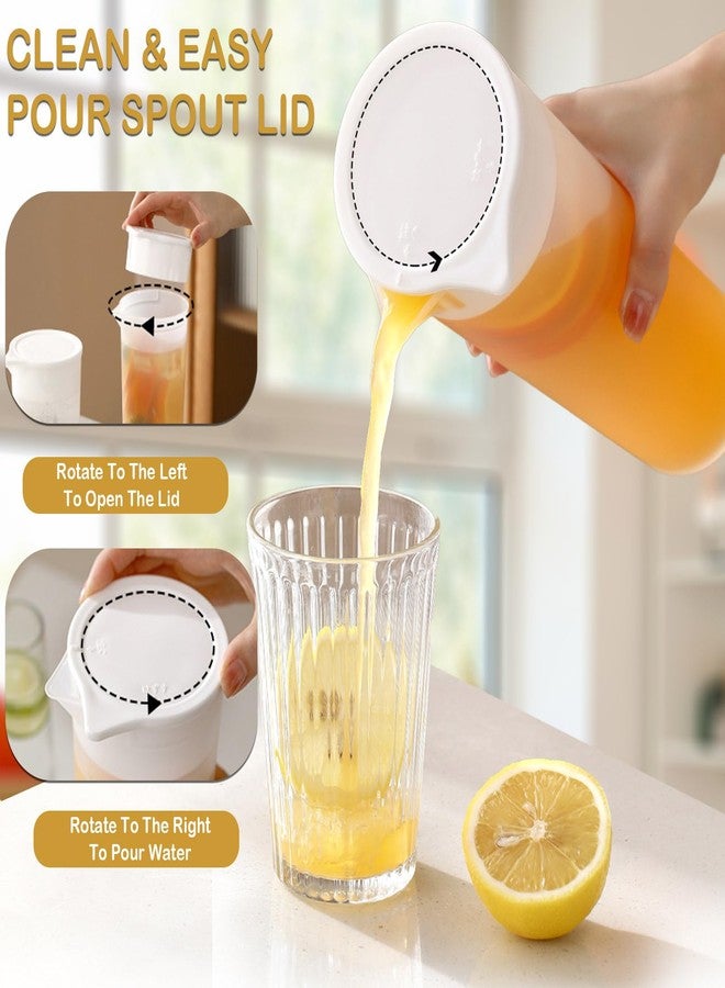 Iensen Clear Plastic Water Carafe with Lid, 34 OZ Round Base Pitcher for Iced Tea, Juice, Milk, Lemonade, and Other Beverages - Image 3
