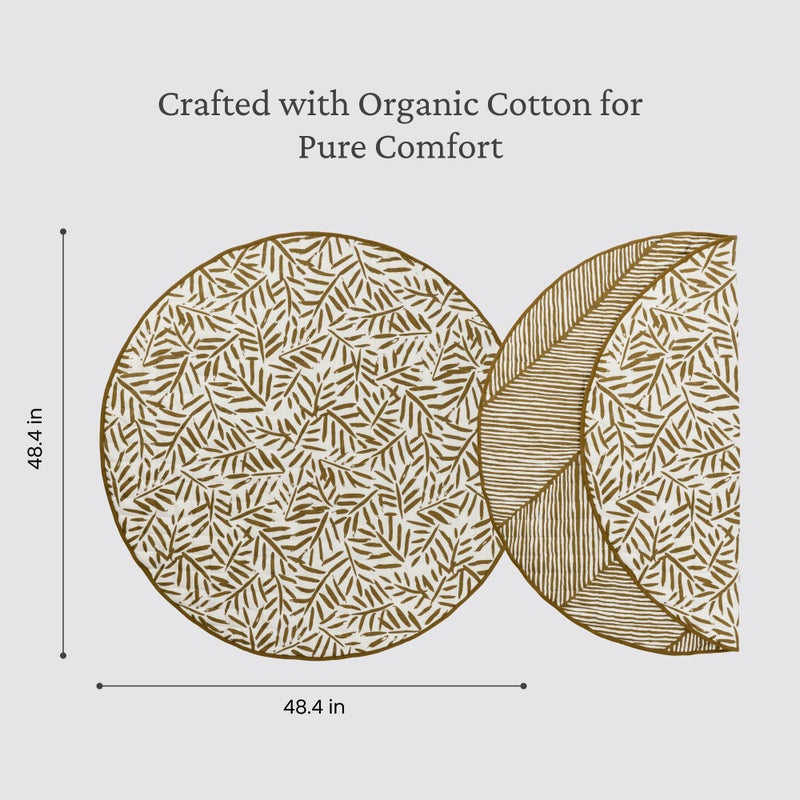 Toddlekind 100% Organic Cotton 48" Reversible Quilted Luxe Play Mat for Babies/Toddlers, Multifunctional, Sand Castle (Ochre/Gold) - Image 3