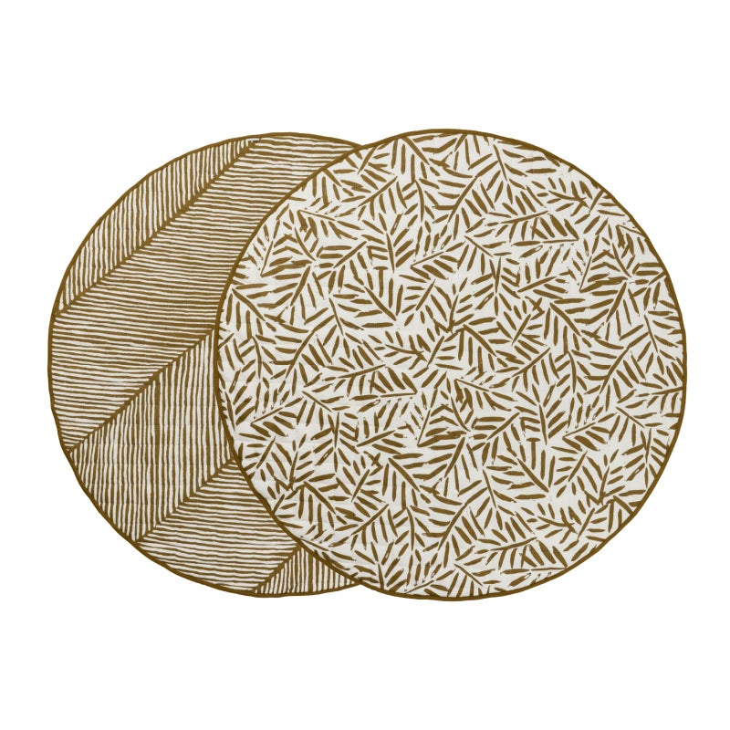 Toddlekind 100% Organic Cotton 48" Reversible Quilted Luxe Play Mat for Babies/Toddlers, Multifunctional, Sand Castle (Ochre/Gold) - Image 1