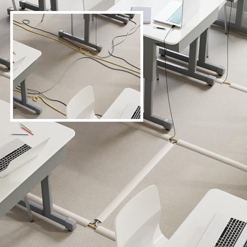 D-Line 6ft Floor Cord Cover, Cable Protector, Hide Extension Cords, Protect Cords, Prevent Cable Trips, Heavy Duty Cord Hider - Cable Cavity = 0.63" (W) x 0.31" (H) - Beige - Image 5