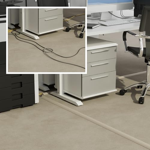 D-Line 6ft Floor Cord Cover, Cable Protector, Hide Extension Cords, Protect Cords, Prevent Cable Trips, Heavy Duty Cord Hider - Cable Cavity = 0.63" (W) x 0.31" (H) - Beige - Image 4
