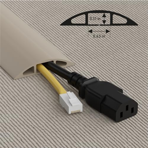 D-Line 6ft Floor Cord Cover, Cable Protector, Hide Extension Cords, Protect Cords, Prevent Cable Trips, Heavy Duty Cord Hider - Cable Cavity = 0.63" (W) x 0.31" (H) - Beige - Image 3