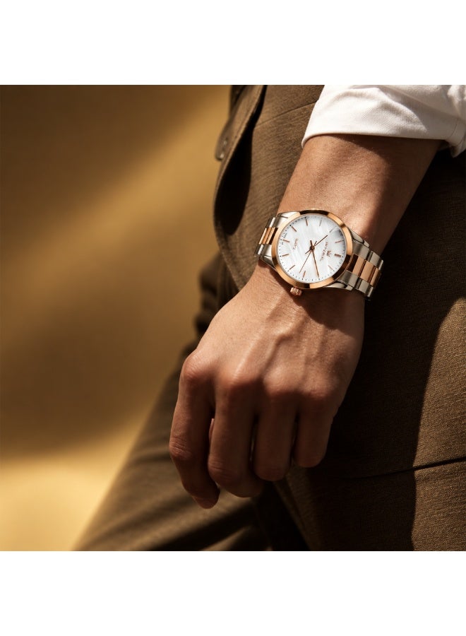 IMPERIAL Men's 2 Tone Rose Gold Stainless Steel Watch, White Dial, Y121 Movement, Butterfly Clasp, 3ATM Water Resistant Watch for Men | IMP.GD6629L7682 - Image 4