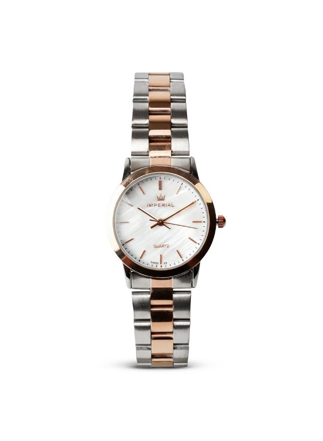 IMPERIAL Men's 2 Tone Rose Gold Stainless Steel Watch, White Dial, Y121 Movement, Butterfly Clasp, 3ATM Water Resistant Watch for Men | IMP.GD6629L7682 - Image 1