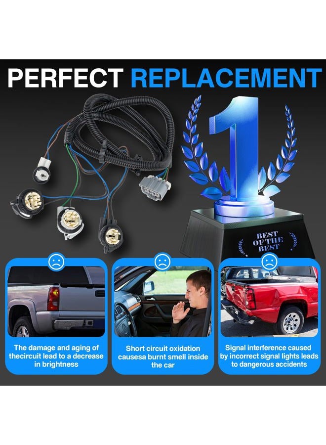 WEILEITE Left Driver and Right Passenger Side Tail Light Direct Wiring Harness Kit Compatible with Chevy Silverado 1500 1500HD 2500HD 3500 2003-2007 Replace 16531401 16531402 - Image 2