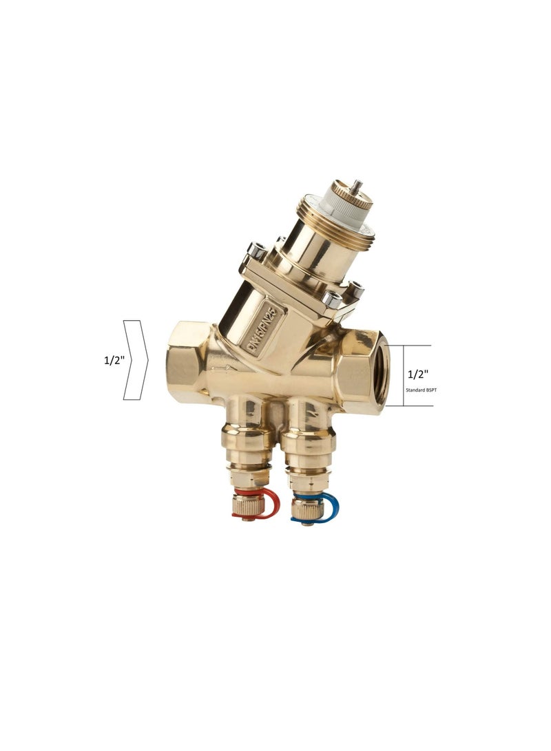 Frese OPTIMA Compact Pressure Independent Balancing & Control Valve 53-1365 1/2Inch, DN15/PN25 M/M High 5 P/T, AC Chiller Water Actuator Control Valve, Made in Denmark  - Image 2