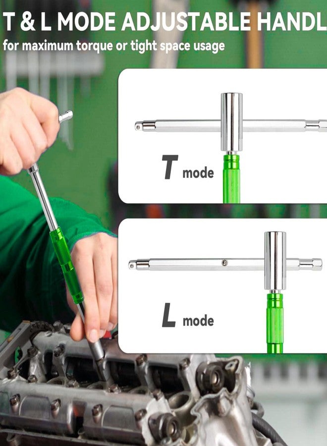 Inditrust مفتاح ربط احترافي من إنديترست بمقبض على شكل حرف T و L - مقاسات 1/2 بوصة، 3/8 بوصة، و1/4 بوصة، مقبض دوار 360 درجة، مصنوع من فولاذ الكروم والفاناديوم، تصميم قفل كروي لعزم دوران عالٍ وفي الأماكن الضيقة - Image 3