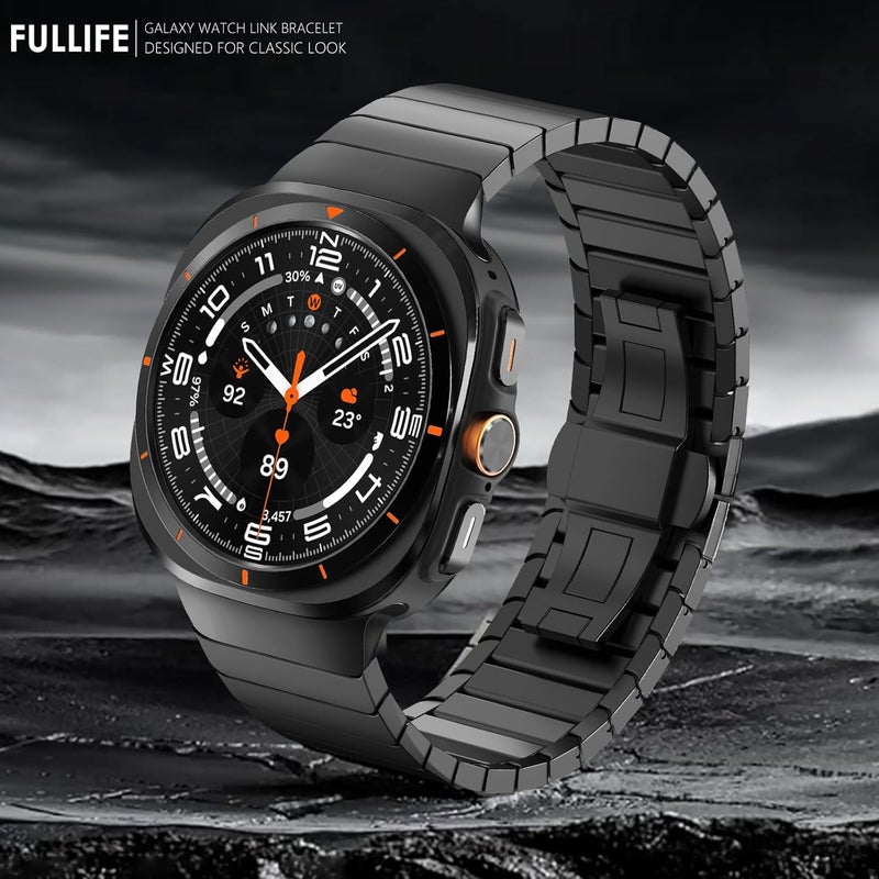 FULLIFE 24mm Wide Metal Bands Compatible with Samsung Galaxy Watch Ultra Bands 47mm Accessories for Men Women, Stainless Steel Link Folding Clasp No Gap Strap for Galaxy Watch 7 Ultra - Image 4