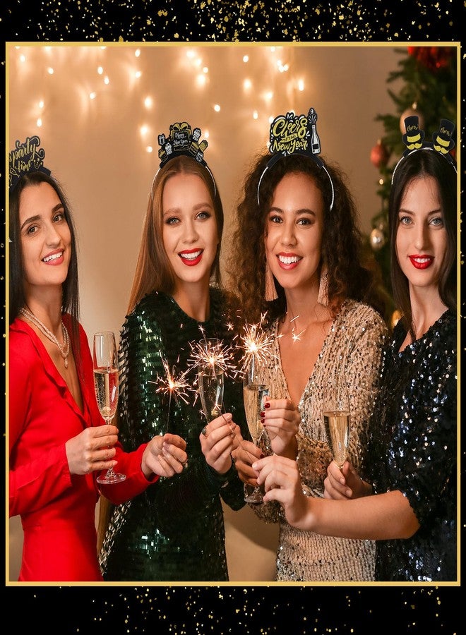 Daifunli 24 Pcs Happy New Year Headband 2026 New Year Eve Party Supplies Favor Bulk Gold Silver Black Booth Props Decoration (Classic Style) - Image 4
