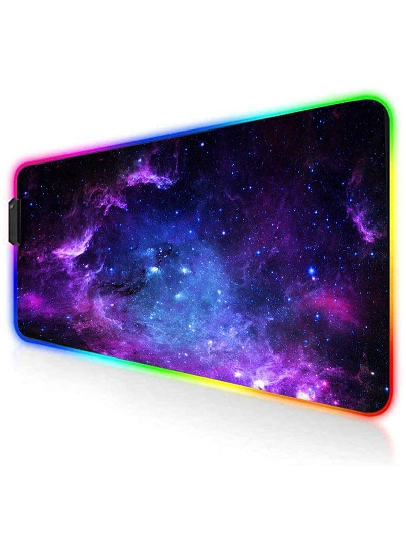 لوحة ماوس ألعاب RGB مقاس 80x30 سم للوحة المفاتيح والماوس، حواف مخيطة ممتدة - 12 وضع إضاءة - كابل مجدول - مقاوم للماء - قاعدة مطاطية مضادة للانزلاق  - Image 1