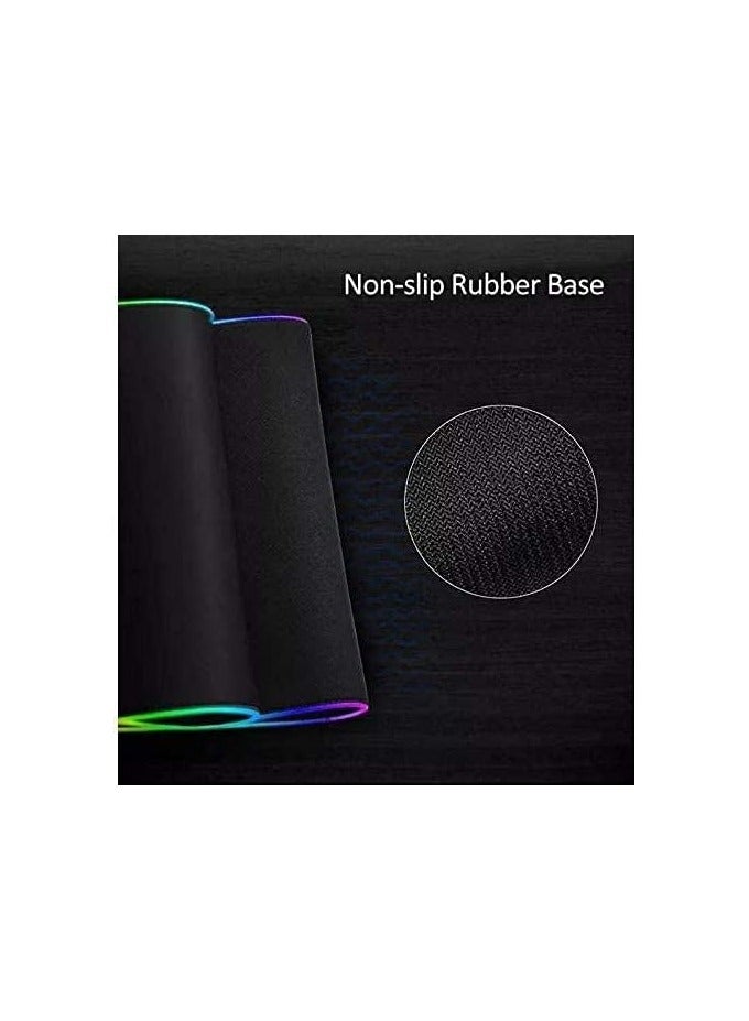 لوحة ماوس ألعاب RGB مقاس 80x30 سم للوحة المفاتيح والماوس، حواف مخيطة ممتدة - 12 وضع إضاءة - كابل مجدول - مقاوم للماء - قاعدة مطاطية مضادة للانزلاق  - Image 5