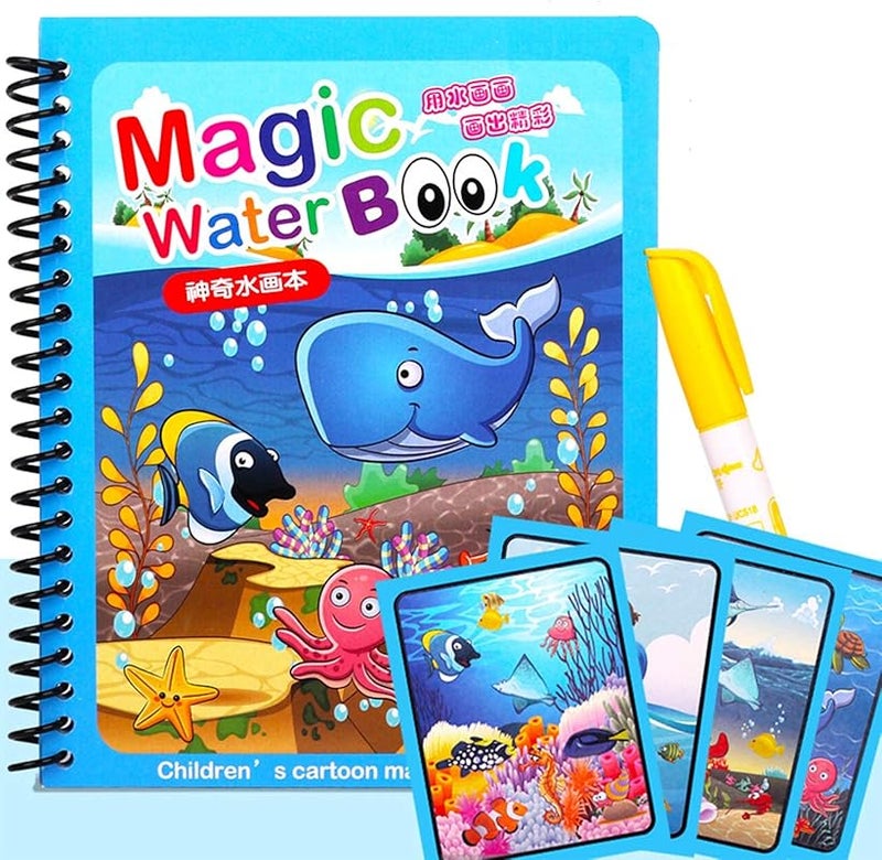 Beauenty Magic Water Book, Water Coloring Book, Doodling Paint with Water Magic Pen Painting Board For Children Education Drawing Toy,