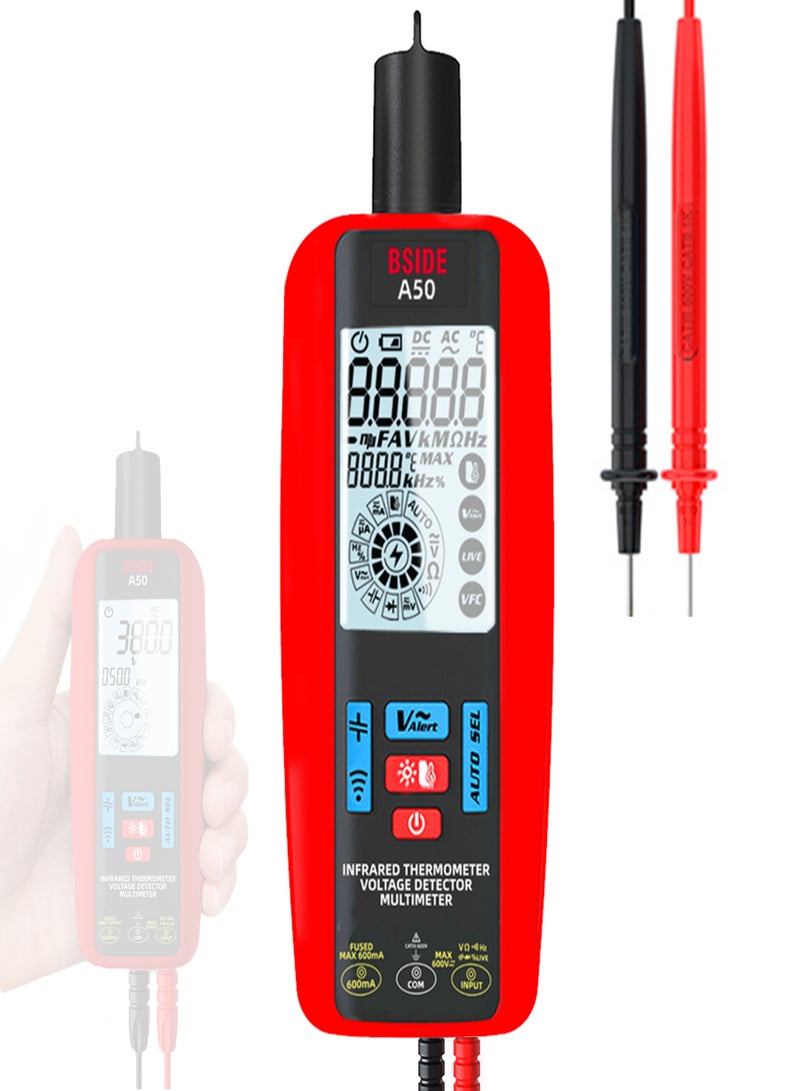 BSIDE 2in1 Handheld Multimeter Electrical Test Pen Digital 6000 Counts Multimeter Leakage Tester Professional Voltage Current Capacitance Resistance Frequency Diode Duty Cycle Tester Digital LCD Display - Image 1