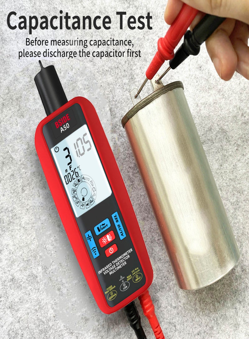 BSIDE 2in1 Handheld Multimeter Electrical Test Pen Digital 6000 Counts Multimeter Leakage Tester Professional Voltage Current Capacitance Resistance Frequency Diode Duty Cycle Tester Digital LCD Display - Image 4
