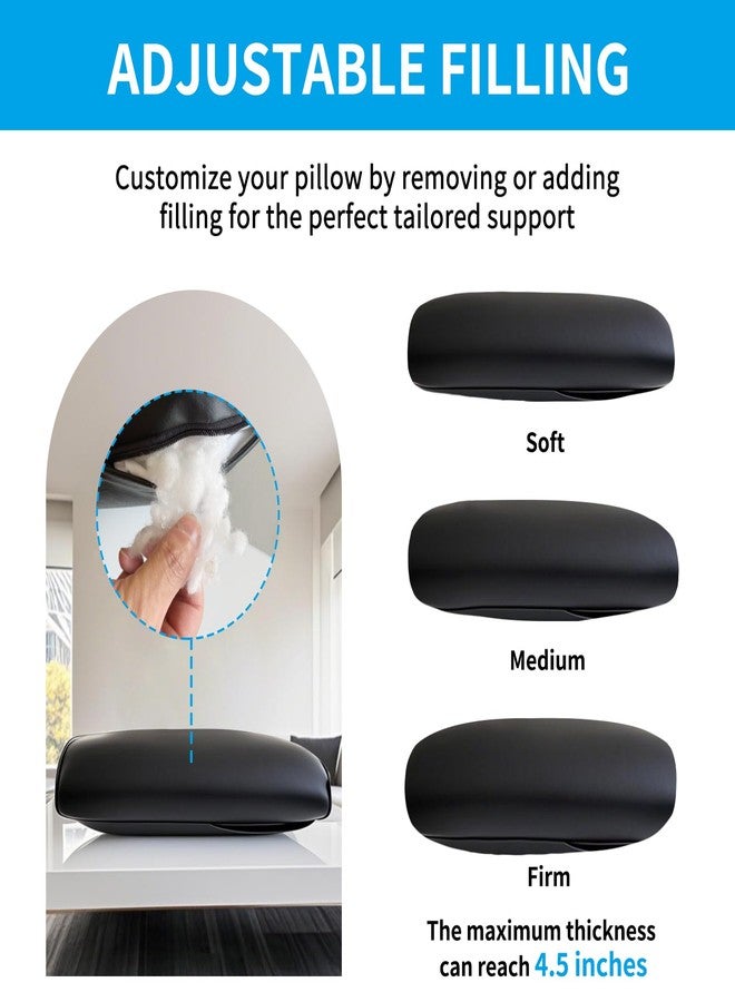YOUFI Leather Recliner Headrest Pillow with Self-Stabilizing Weighted Base, Adjustable Filling for Head & Neck Support, Soft Neck Pillow for Recliner, Couch, Sofa, Chairs (Black) - Image 5
