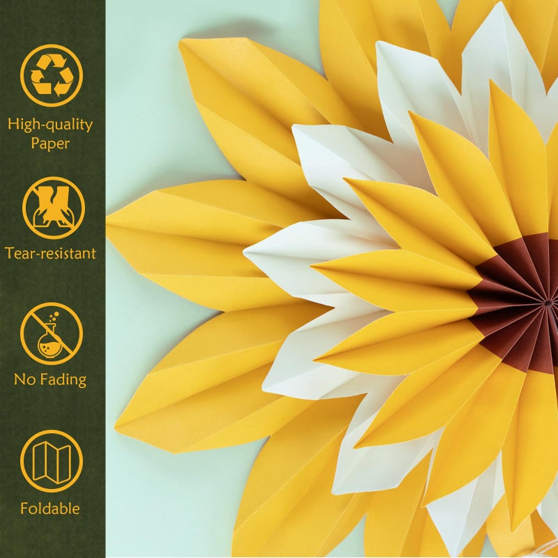 PAPER JAZZ Sunflower Party Decorations Sunflower Bithday Paper Fans Bulletin Board Decor, Yellow Tissue Flowers Wall Decorations Hanging Sun Flower Theme Party Supplies Baby Shower. - Image 3