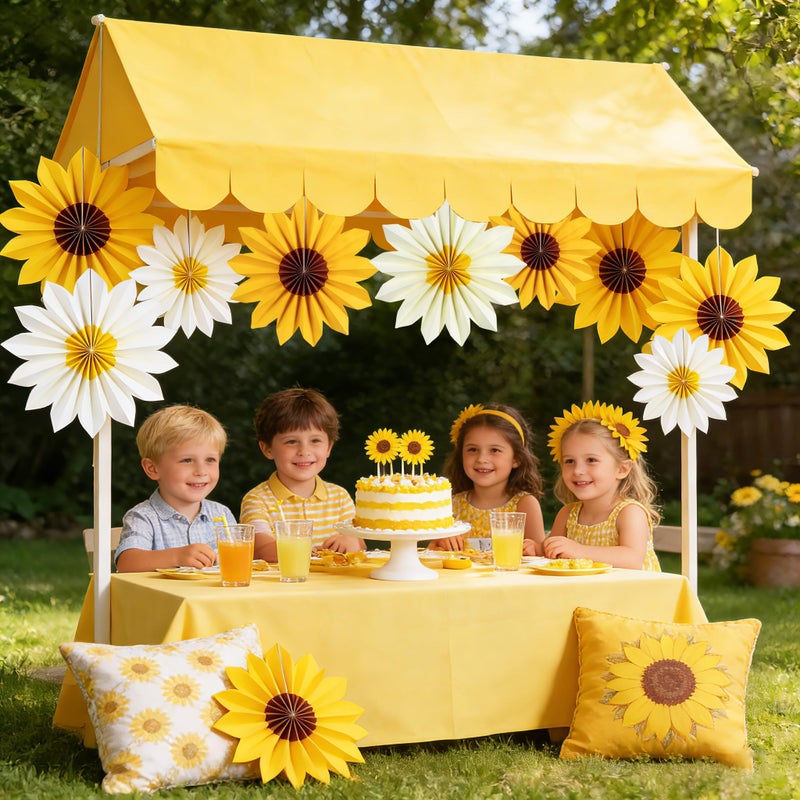 PAPER JAZZ Sunflower Party Decorations Sunflower Bithday Paper Fans Bulletin Board Decor, Yellow Tissue Flowers Wall Decorations Hanging Sun Flower Theme Party Supplies Baby Shower. - Image 5