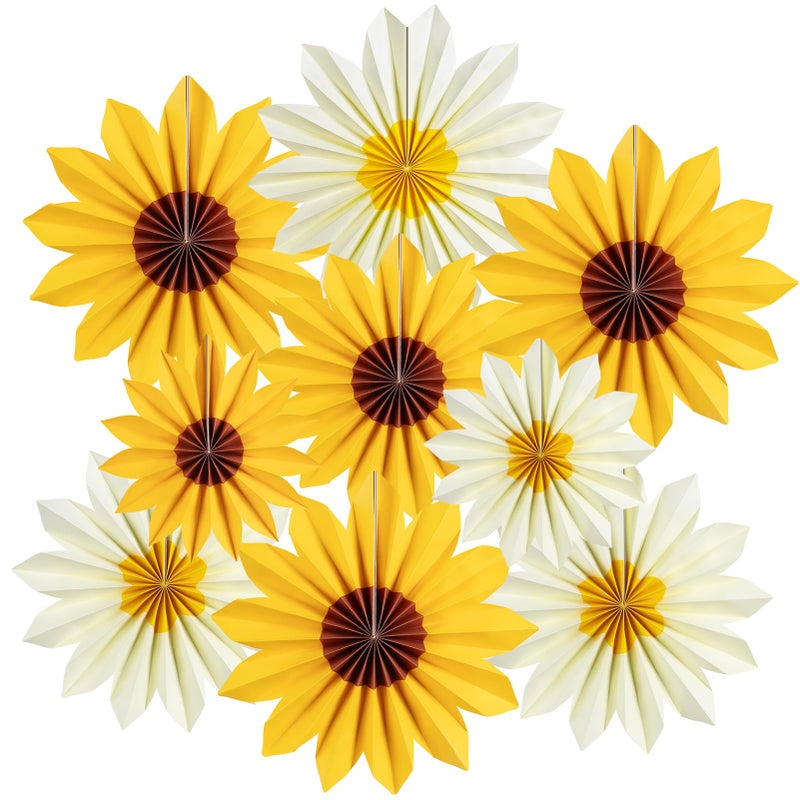 PAPER JAZZ Sunflower Party Decorations Sunflower Bithday Paper Fans Bulletin Board Decor, Yellow Tissue Flowers Wall Decorations Hanging Sun Flower Theme Party Supplies Baby Shower. - Image 1