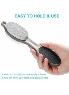 Patelai 2 Pieces 4 in 1 Pedicure Tool Foot Scrubber Brush Foot File Callus Remover with Foot Rasp, Pumice Stone, Nail Cleaning Brush and Sand Paper for Dry and Wet Foot Care Dead Skin Remover (Gray)  - Image 5