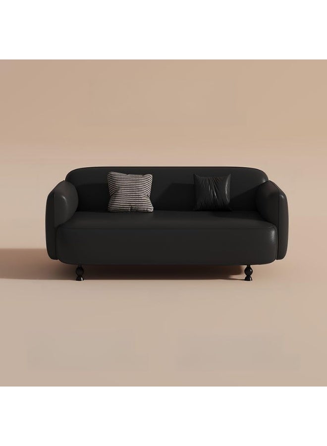 Ripple FURNITURE Modern Minimalist Sofa with Decorative Pillows (Black) - Image 1
