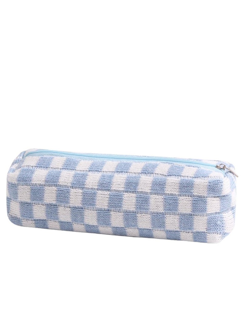 Generic Pencil Case Pen Case Office College School Storage Bag Pouch Holder Box Organizer Makeup Pouch Cosmetic Bag Aesthetic Cute Pencil Case for Girls Boys Kids (Blue)  - Image 1
