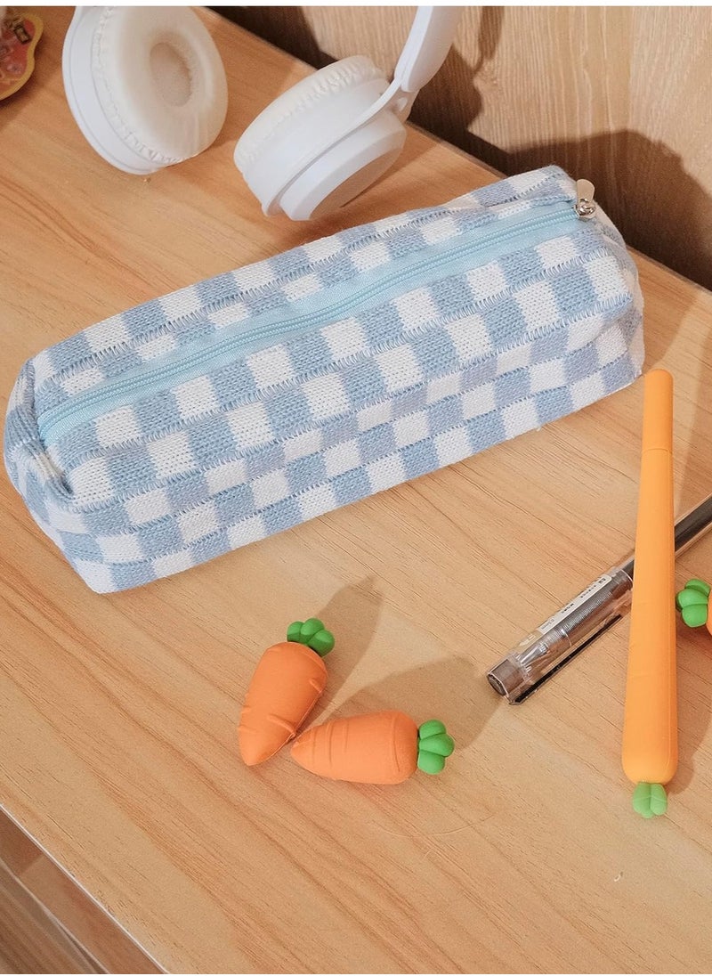 Generic Pencil Case Pen Case Office College School Storage Bag Pouch Holder Box Organizer Makeup Pouch Cosmetic Bag Aesthetic Cute Pencil Case for Girls Boys Kids (Blue)  - Image 2