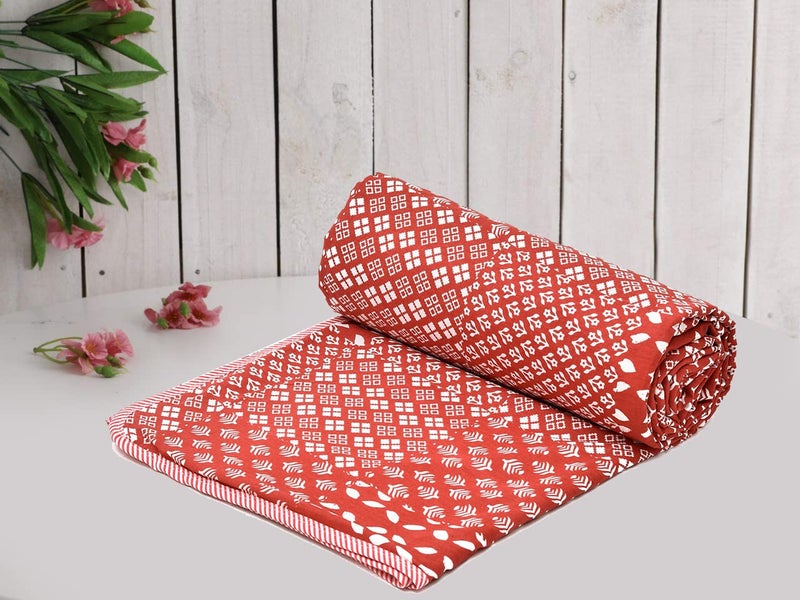 RRC Cotton Reversible Dohar Single Bed, Soft Lightweight Bed Blanket, AC Dohar Blanket for Summers/Winter 57X87(Inches) Flannel Dohar Throws for Bed - Image 1