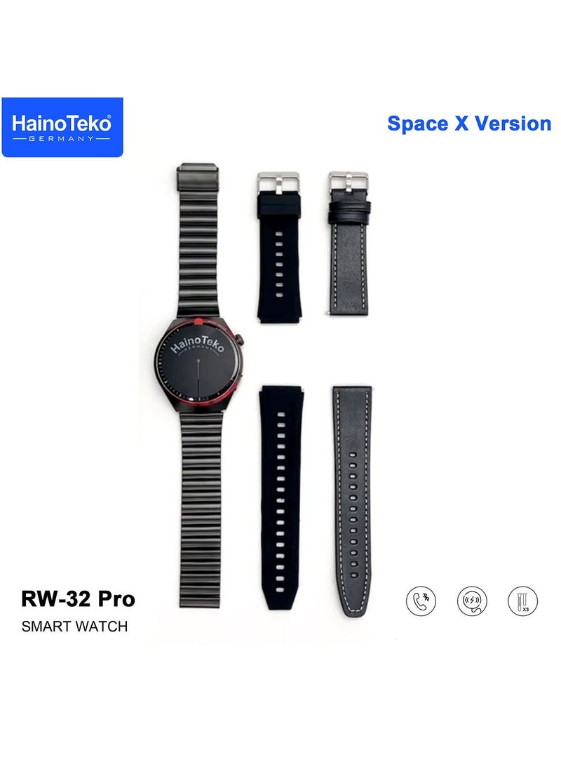 Haino Teko Haino Teko Germany RW32 Pro Space X Version Round Shape Curved Display Smart Watch With 3 Pair Straps and Wreless Charger Designed For Mens and Boys Black  - Image 3