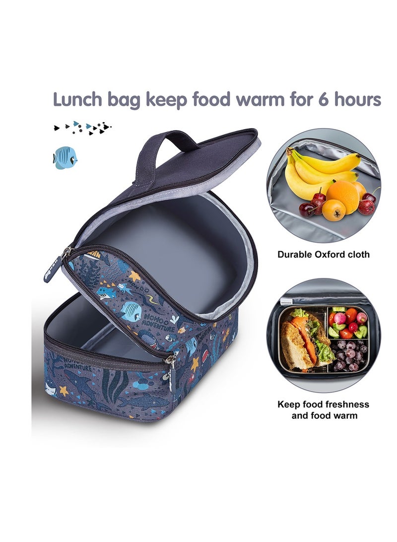 Nohoo Kids Insulated Lunch Bag Shark - Grey - Image 3
