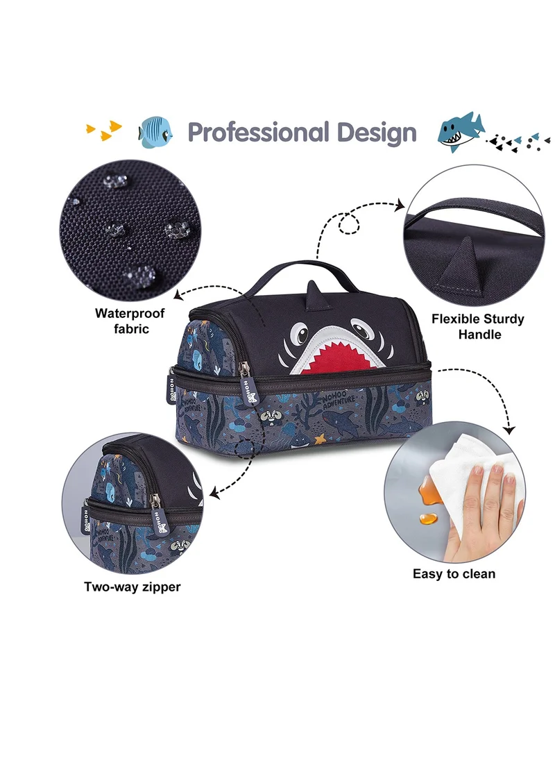 Nohoo Nohoo Kids Insulated Lunch Bag Shark - Grey