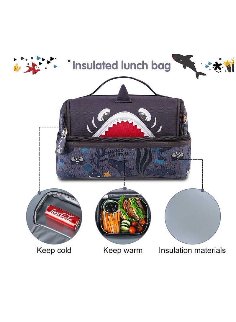 Nohoo Kids Insulated Lunch Bag Shark - Grey - Image 4