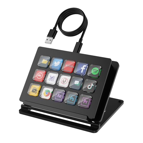 Yinker 15Key LCD Macro Keyboard Customizable Stream Controller with Programmable Shortcut Keys for OBS Twitch YouTube Zoom Photoshop AllinOne Productivity Control Pad for PC Mac - Image 1