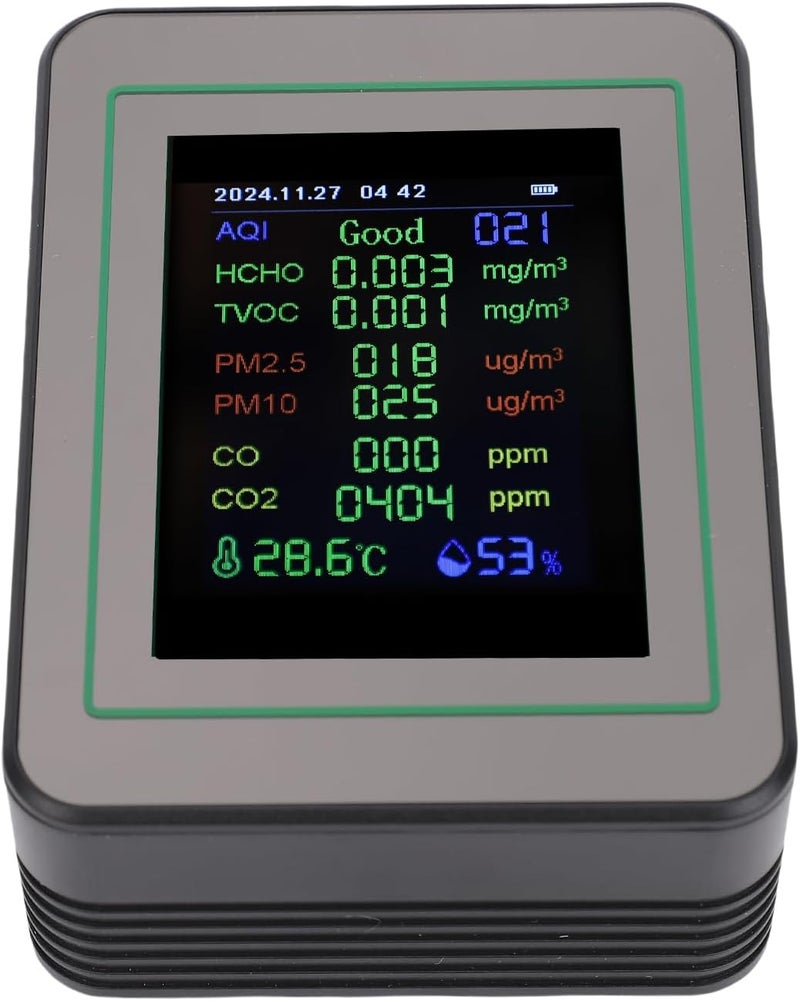 Air Quality Monitor 12-in-1 HighDefinition Detector for Indoor Use with Color Screen for Bedroom, Office, Portable Sensor (MT14 Black 12-in-1) - Image 3