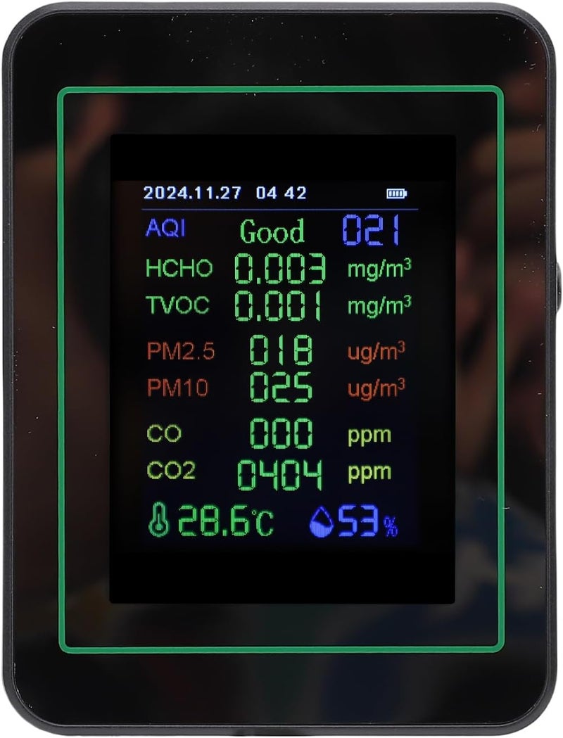 Air Quality Monitor 12-in-1 HighDefinition Detector for Indoor Use with Color Screen for Bedroom, Office, Portable Sensor (MT14 Black 12-in-1) - Image 4