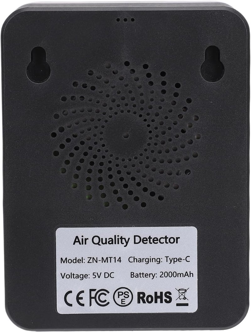 Air Quality Monitor 12-in-1 HighDefinition Detector for Indoor Use with Color Screen for Bedroom, Office, Portable Sensor (MT14 Black 12-in-1) - Image 2