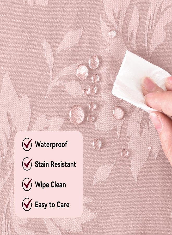 Romanstile Valentine Jacquard Rectangle Tablecloth - Waterproof Damask Floral Pattern Decorative Table Cloths Heavy Weight Fabric Table Covers for Dinner/Parties/Outdoor - 60 x 120 Inch, Pink - Image 3