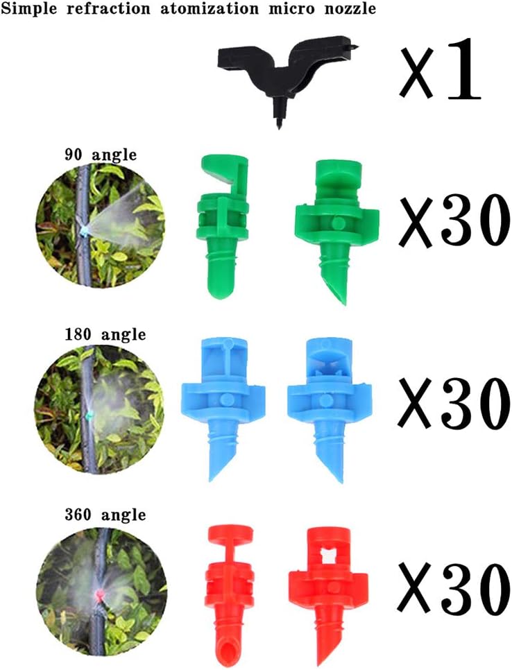 LHX 90 pcs, 90/180/360 Angle Sprinklers Miniature Garden Lawn Water Spray Atomization Sprinkler Nozzle Irrigation System Plant Waterer Garden Irrigation Sprinkler - Image 2