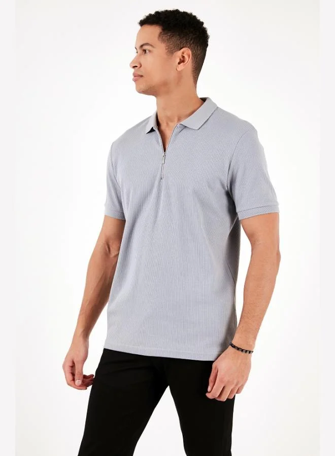 Buratti  Buratti Cotton Regular Fit Zippered Polo Collar T Shirt Men's Polo Collar T-Shirt 5902738 for Men | Best Price UAE