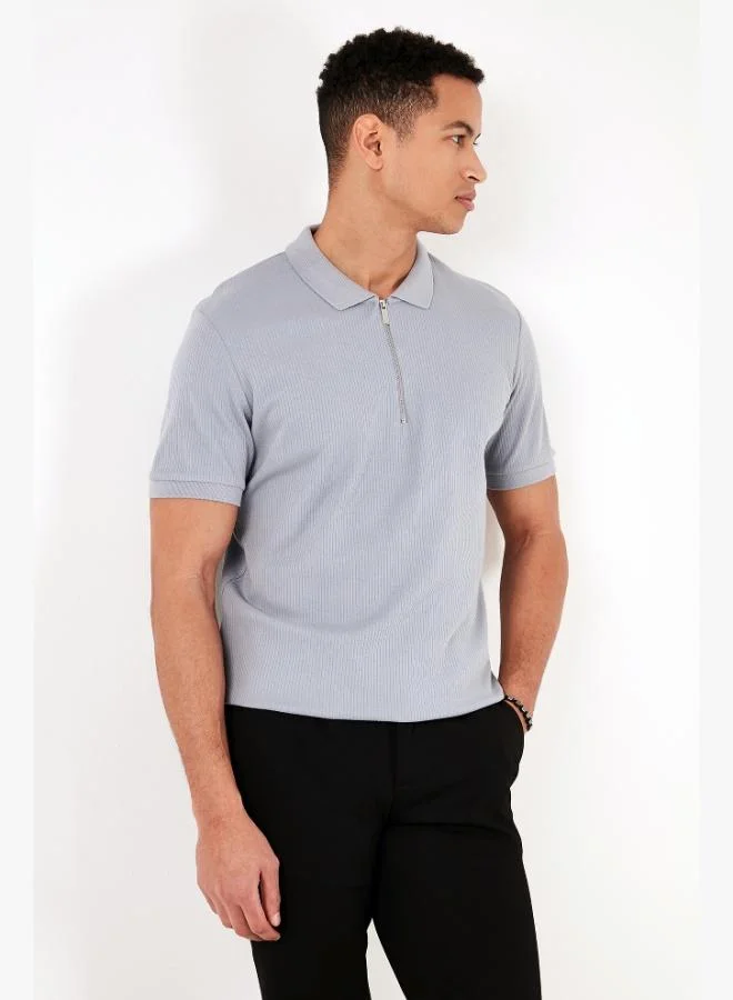 Buratti  Buratti Cotton Regular Fit Zippered Polo Collar T Shirt Men's Polo Collar T-Shirt 5902738 for Men | Best Price UAE
